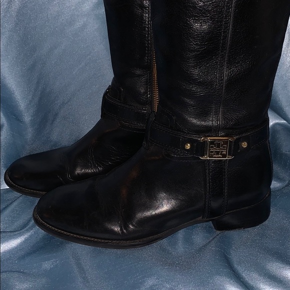 TORY BURCH Black Knee High Leather Boots 8 M - Picture 2 of 8